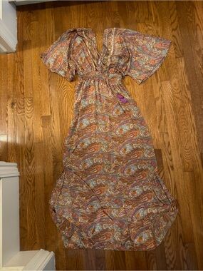 Bohemian Paisley V-Neck Maxi Dress in Multicolor